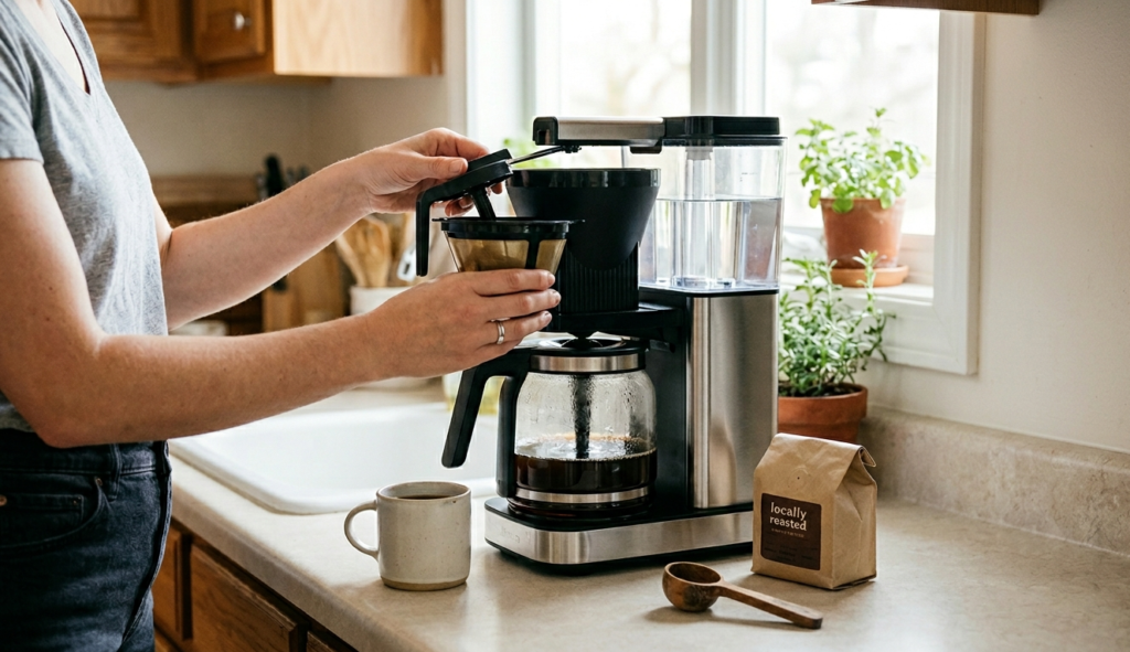 best coffee maker easy to clean — removing filter basket for a quick daily rinse